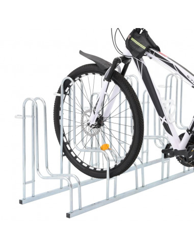 Supporto per 6 Bici da Pavimento Autoportante Acciaio Zincato