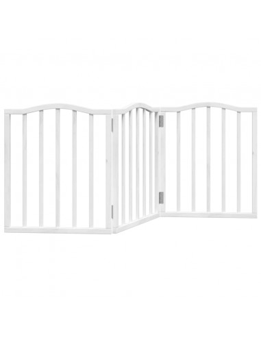 Cancello per Cani Pieghevole 3 Pannelli Bianco 150 cm Pioppo