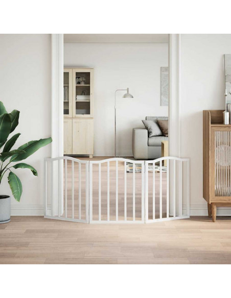Cancello per Cani Pieghevole 3 Pannelli Bianco 150 cm Pioppo