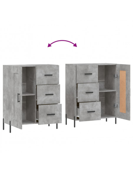 Credenza Grigio Cemento 69,5x34x90 cm in Legno Multistrato
