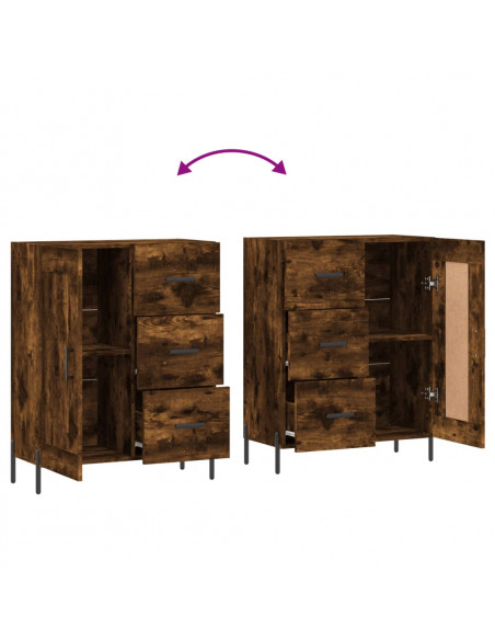 Credenza Rovere Fumo 69,5x34x90 cm in Legno Multistrato