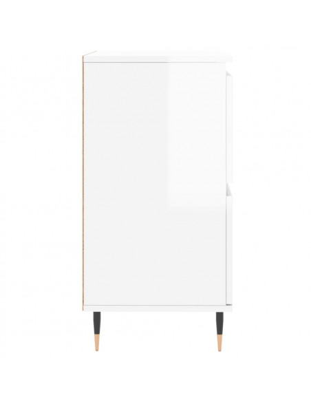 Credenza Bianco Lucido 60x35x70 cm in Legno Multistrato