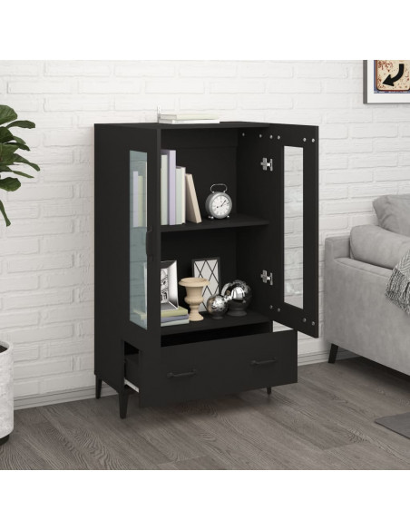 Credenza Nera 70x31x115 cm in Legno Multistrato
