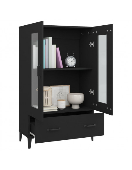 Credenza Nera 70x31x115 cm in Legno Multistrato