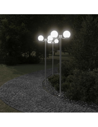 Lampade da Terra per Esterni 3pz Argento 215cm in Acciaio Inox