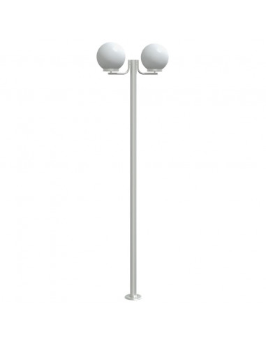 Lampade da Terra per Esterni 3pz Argento 215cm in Acciaio Inox