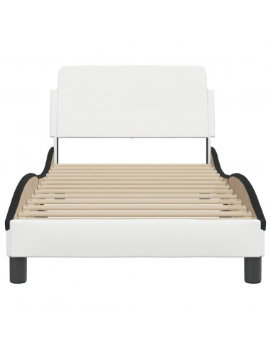 Giroletto con Testiera Bianco e Nero 80x200 cm in Similpelle