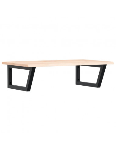 Ripiano a Parete per Lavabo in Acciaio e Massello di Rovere