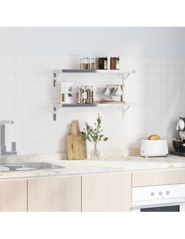 Staffe per Mensola 4 pz 20x2,5x14 cm in Acciaio Inox Argento