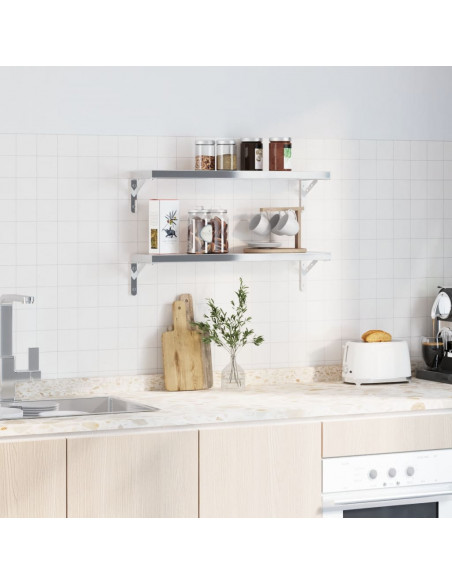 Staffe per Mensola 4 pz 20x2,5x14 cm in Acciaio Inox Argento