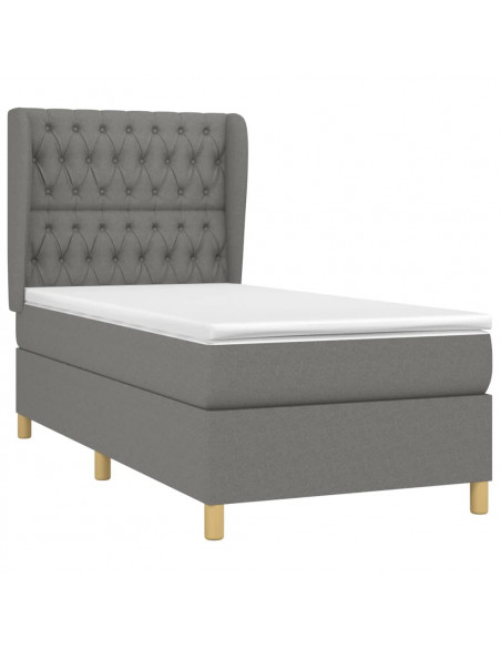 Giroletto a Molle con Materasso Grigio Scuro 90x200 cm Tessuto