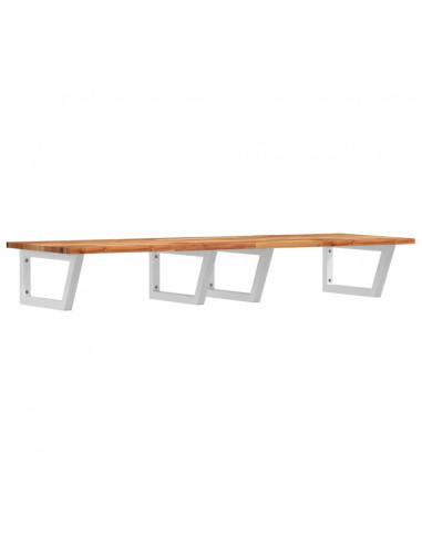 Ripiano a Parete per Lavabo in Acciaio e Massello di Acacia