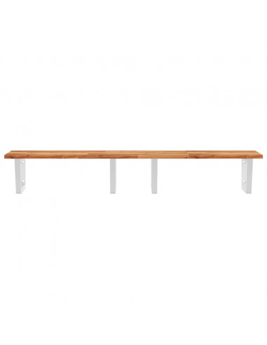 Ripiano a Parete per Lavabo in Acciaio e Massello di Acacia