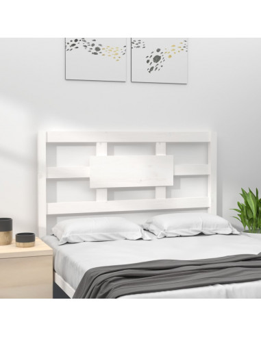 Testiera per Letto Bianca 95,5x4x100 cm Legno Massello di Pino