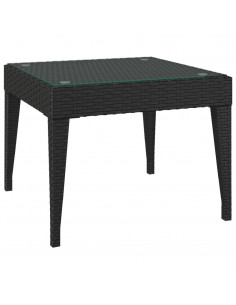 Tavolino Nero 50x50x38 cm Polyrattan e Vetro Temperato 2