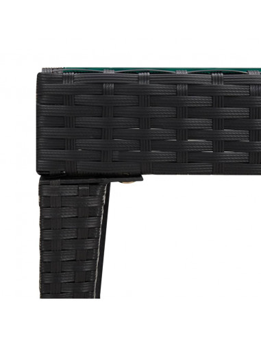 Tavolino Nero 50x50x38 cm Polyrattan e Vetro Temperato
