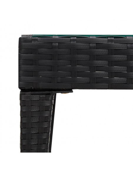Tavolino Nero 50x50x38 cm Polyrattan e Vetro Temperato