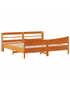 Giroletto con Testiera Marrone Cera 180x200 cm Massello Pino 2