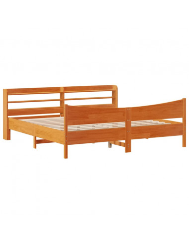 Giroletto con Testiera Marrone Cera 180x200 cm Massello Pino