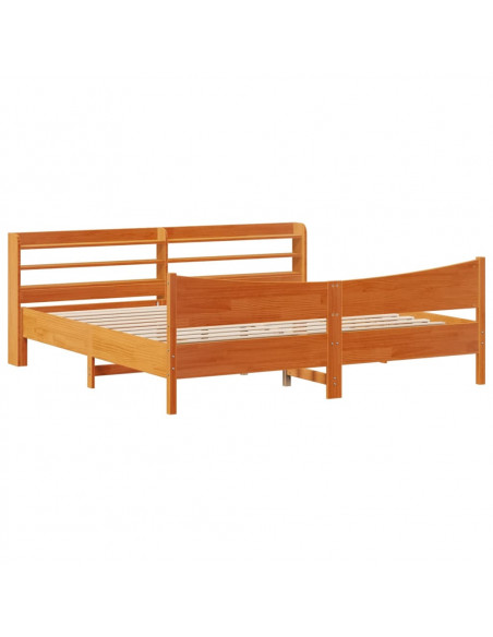 Giroletto con Testiera Marrone Cera 180x200 cm Massello Pino