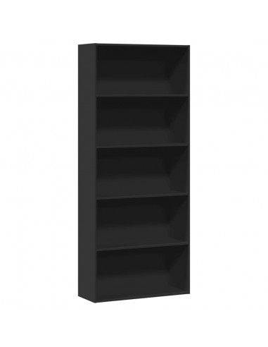 Libreria Nera 80x30x189 cm in Legno Multistrato