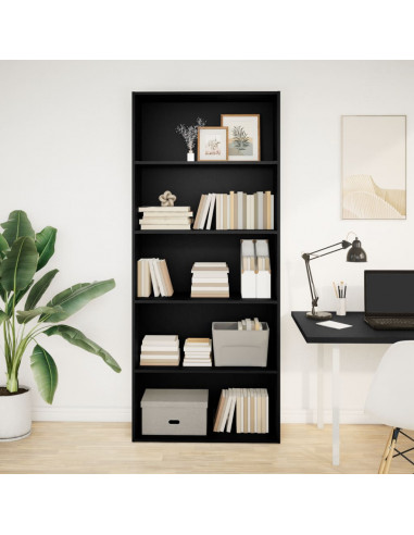 Libreria Nera 80x30x189 cm in Legno Multistrato