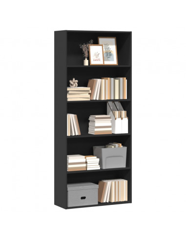 Libreria Nera 80x30x189 cm in Legno Multistrato