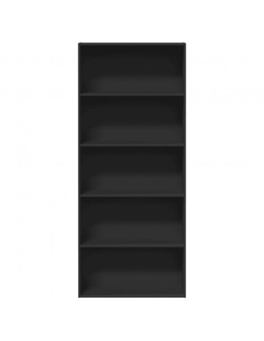 Libreria Nera 80x30x189 cm in Legno Multistrato