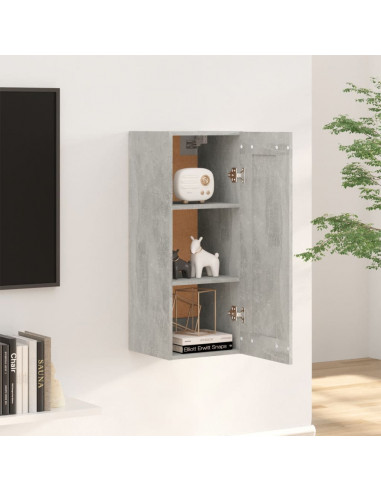 Armadietto a Muro Grigio Cemento 35x34x90 cm Legno Multistrato