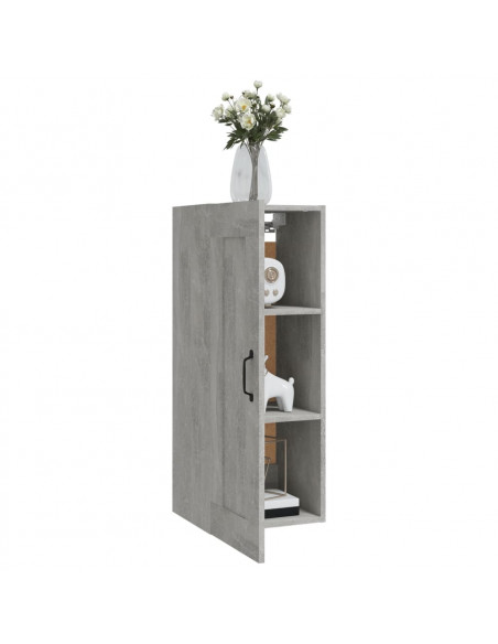 Armadietto a Muro Grigio Cemento 35x34x90 cm Legno Multistrato