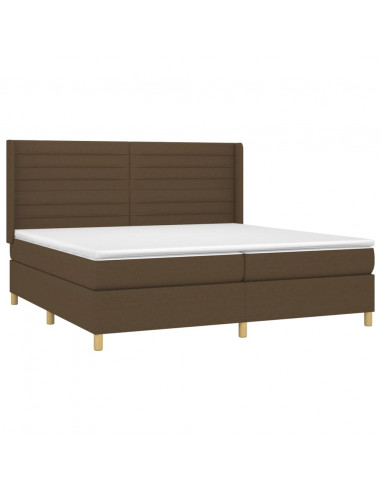 Letto a Molle Materasso e LED MarroneScuro 200x200cm in Tessuto