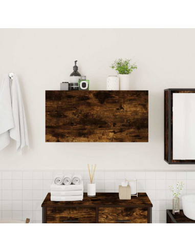 Mobile da Bagno a Parete Rovere Fumo 80x25x40 cm in Truciolato