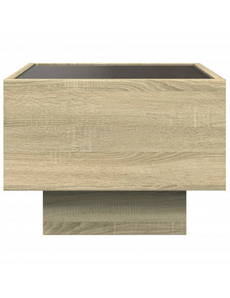 Tavolino con LED Rovere Sonoma 40x40x30 cm in Legno Multistrato