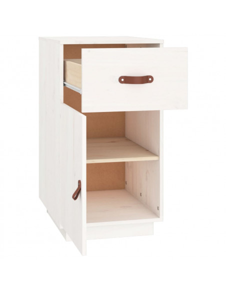 Armadietto da Scrivania Bianco 40x50x75 cm Legno Massello Pino