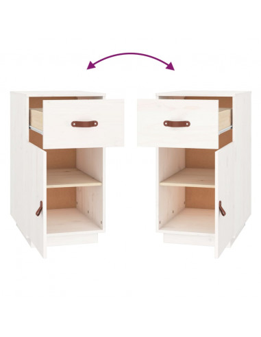 Armadietto da Scrivania Bianco 40x50x75 cm Legno Massello Pino