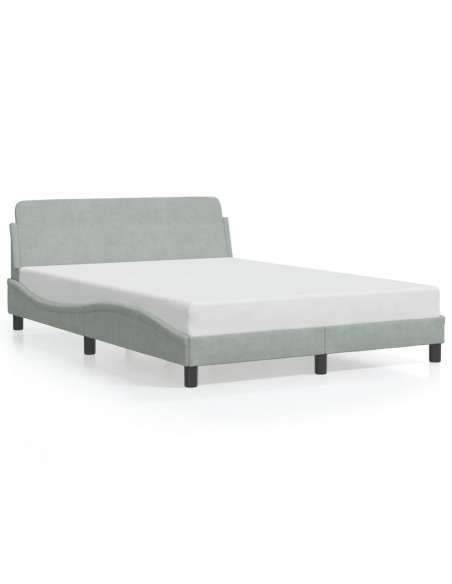 Giroletto con Testiera Grigio Chiaro 140x190 cm in Velluto