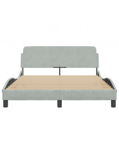 Giroletto con Testiera Grigio Chiaro 140x190 cm in Velluto