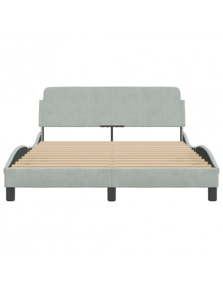 Giroletto con Testiera Grigio Chiaro 140x190 cm in Velluto