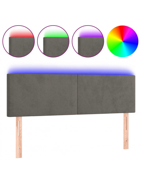 Testiera a LED Grigio Scuro 144x5x78/88 cm in Velluto