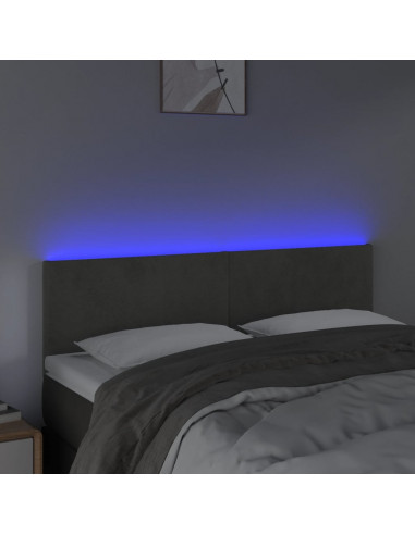 Testiera a LED Grigio Scuro 144x5x78/88 cm in Velluto