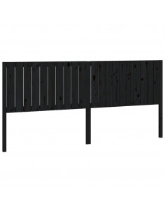 Testiera per Letto Nera 205,5x4x100cm in Legno Massello di Pino 2