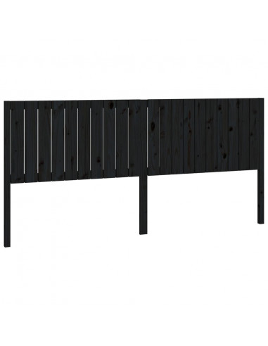 Testiera per Letto Nera 205,5x4x100cm in Legno Massello di Pino