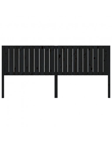 Testiera per Letto Nera 205,5x4x100cm in Legno Massello di Pino