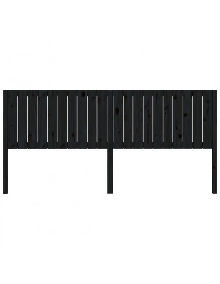 Testiera per Letto Nera 205,5x4x100cm in Legno Massello di Pino