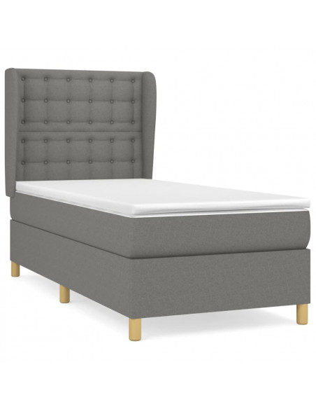Giroletto a Molle con Materasso Grigio Scuro 80x200 cm Tessuto