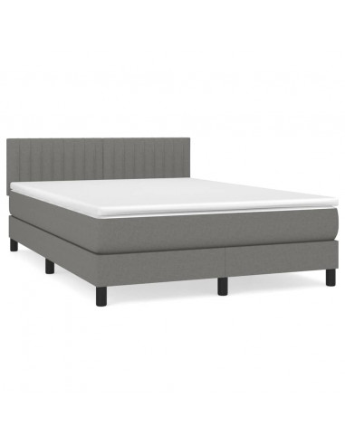 Giroletto a Molle con Materasso Grigio Scuro 140x190 cm Tessuto