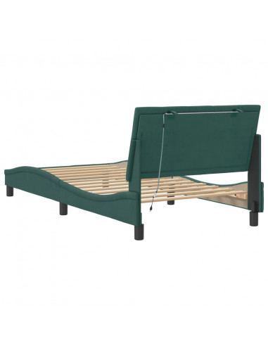 Giroletto con Luci LED Verde Scuro 100x200 cm in Velluto