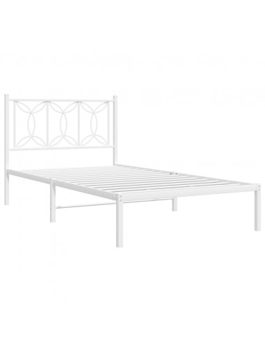 Giroletto con Testiera Metallo Bianco 100x190 cm