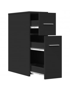 Armadietto da Bagno Stretto con Ruote Nero in Truciolato 2