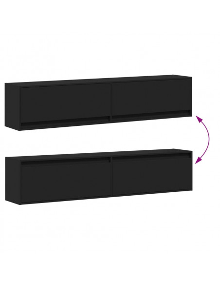 Mobile TV a Parete con LED Nero 180x31x38 cm